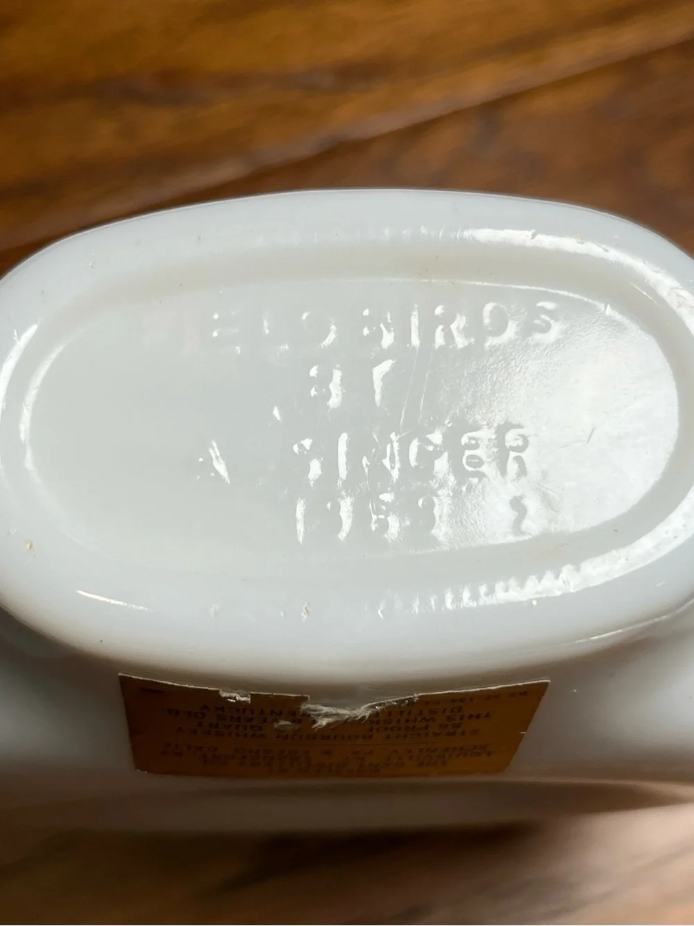 Vintage 1969 Dant Milk Glass Whiskey Decanter With Labels